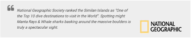 Message by National Geographic about Similan Island