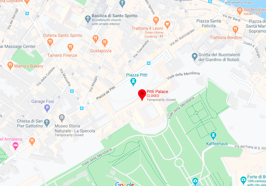 Street view of Palazzo Pitti from Google maps