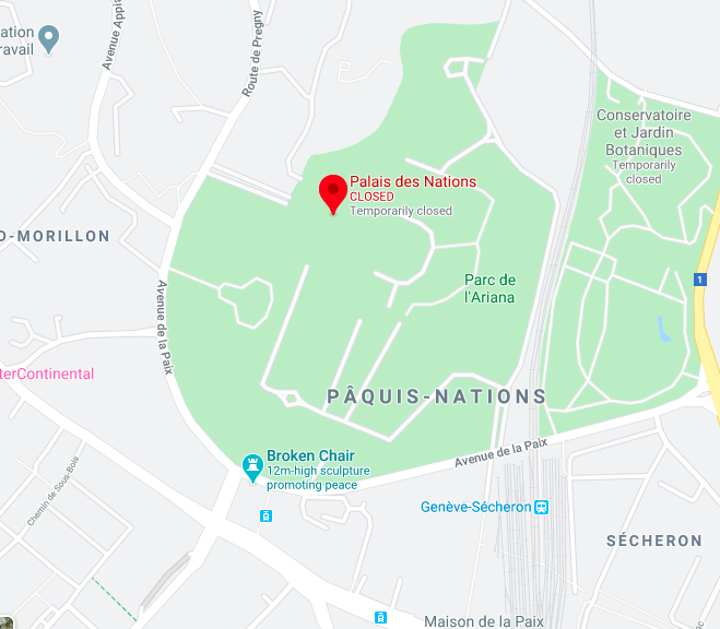 Street view of Palace of Nations