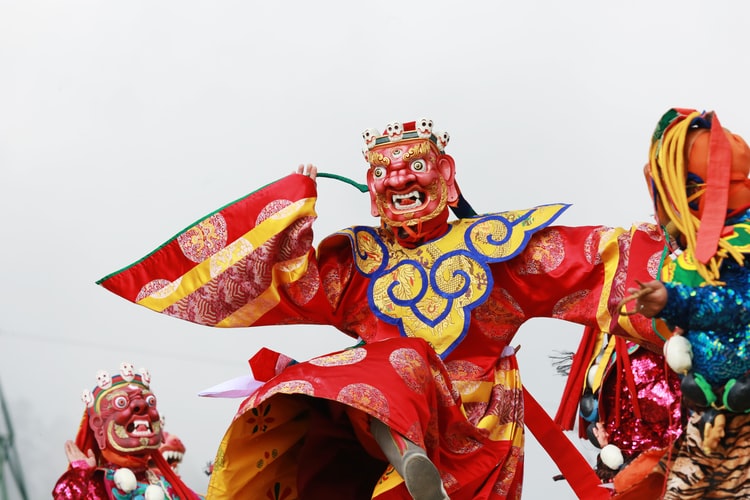 Traditional bhutanese doll dance