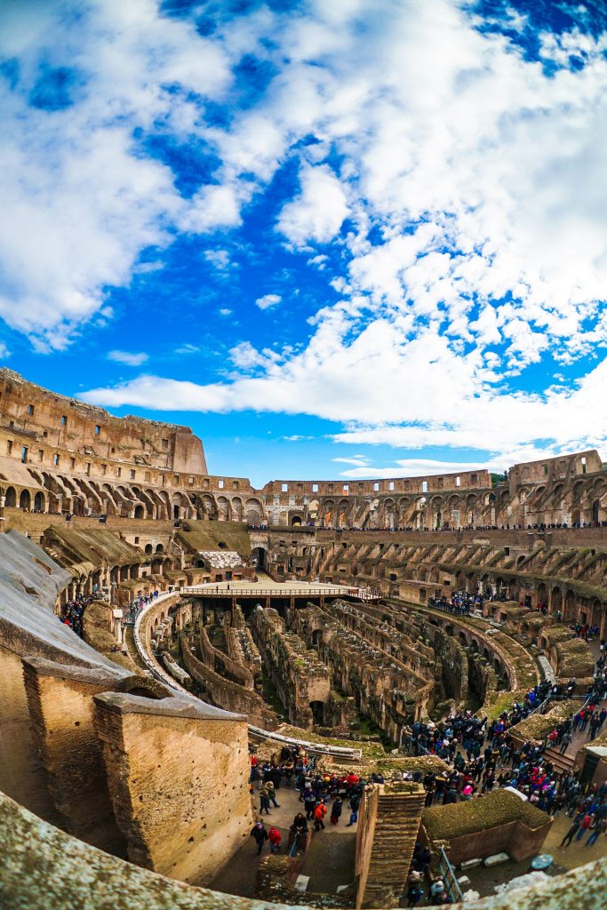 Top perspective inside the colosseum in Rome