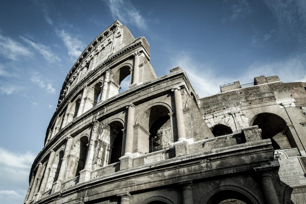 Perspective image of the colosseum in daytime