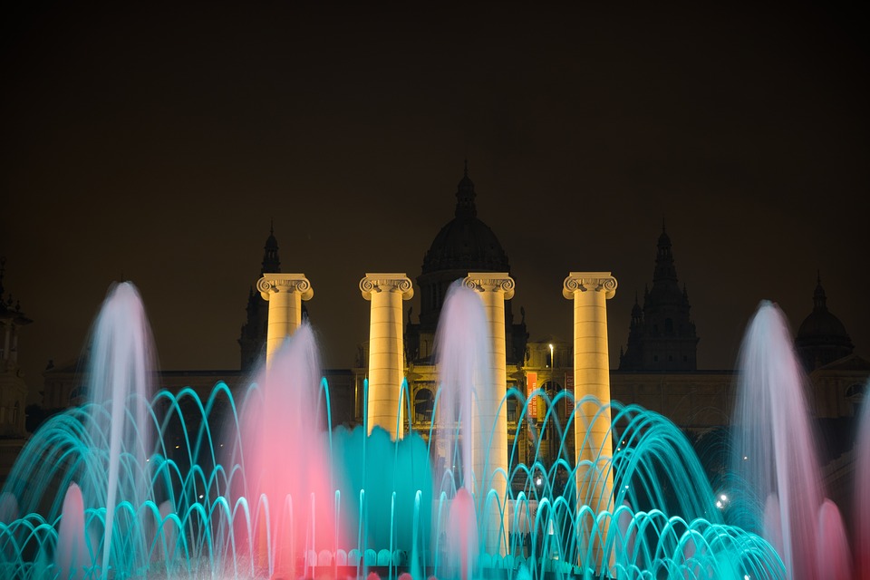 Magic Fountain of the Montjuic at Night