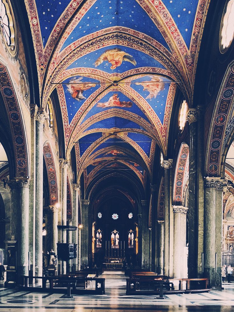 The front view of the altar in Santa Maria Sopra Minerva, one of the best churches in Rome