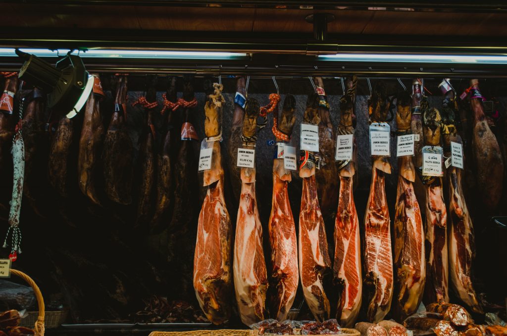 Fresh red meat in La Boqueria