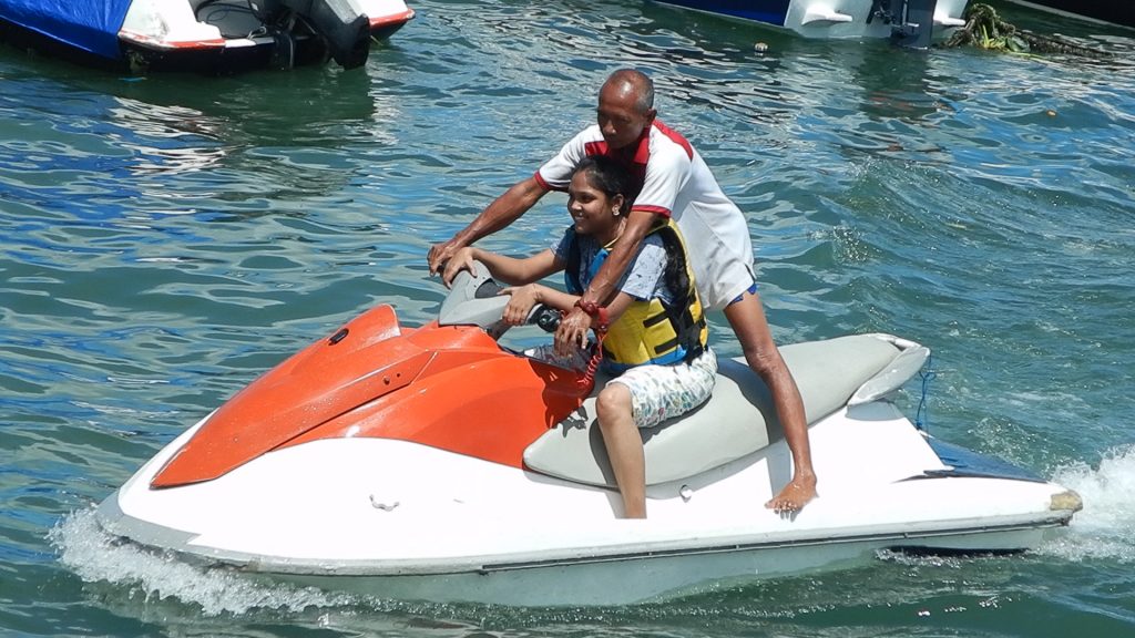 Poorva enjoying water ride