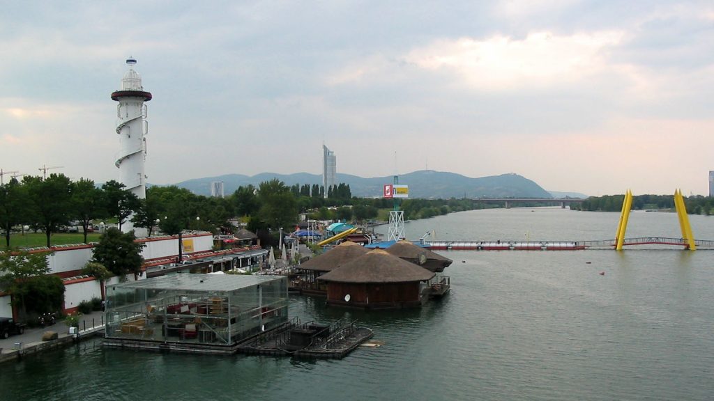 The Donaustadt beach in the city of Vienna