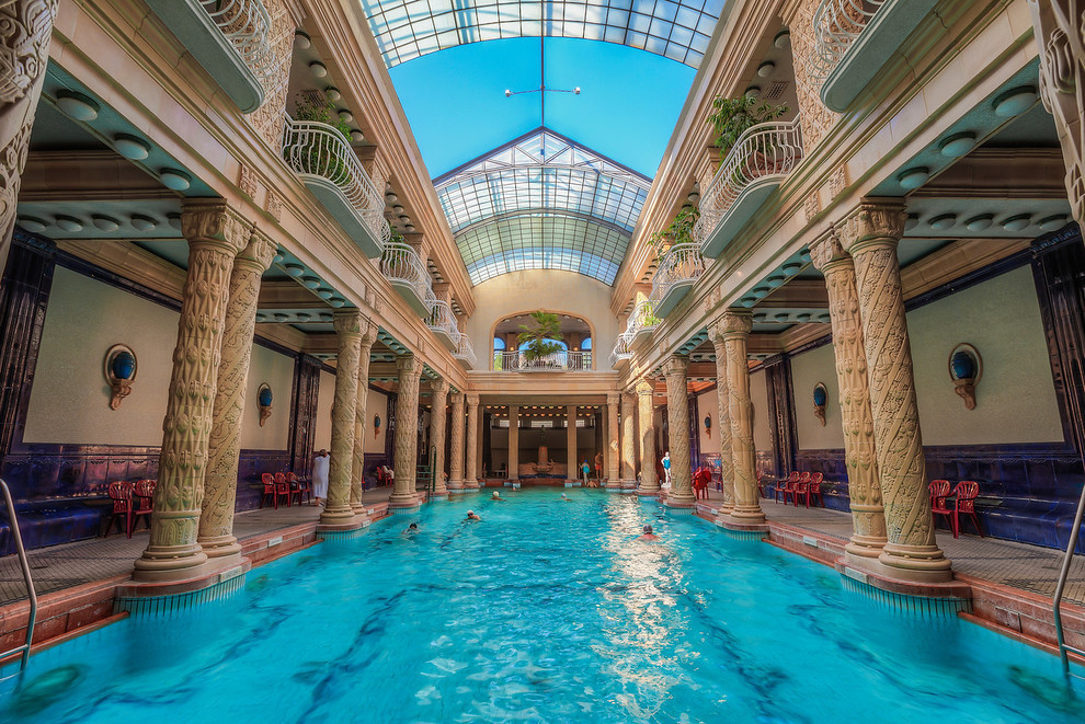 One of the swimming pools in Gellert Bath and Spa in Budapest, Hungary