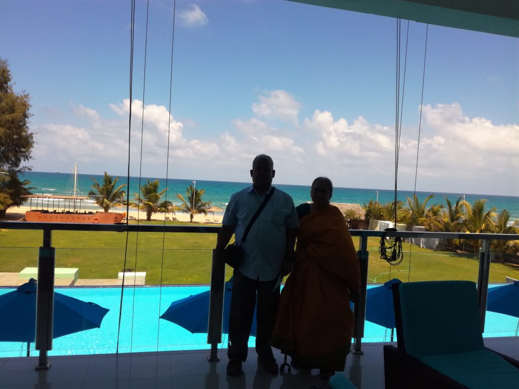 A picture of Sundaresan's mom and dad at Sri Lanka