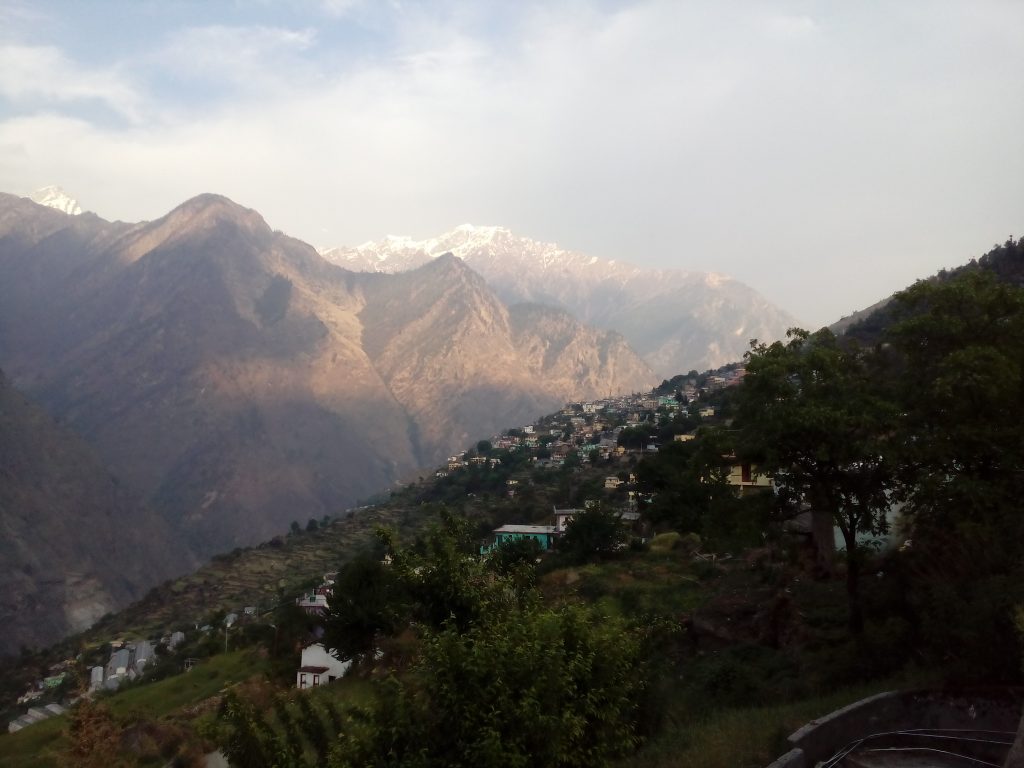 View of Joshimath town in the backdrop of mighty peaks