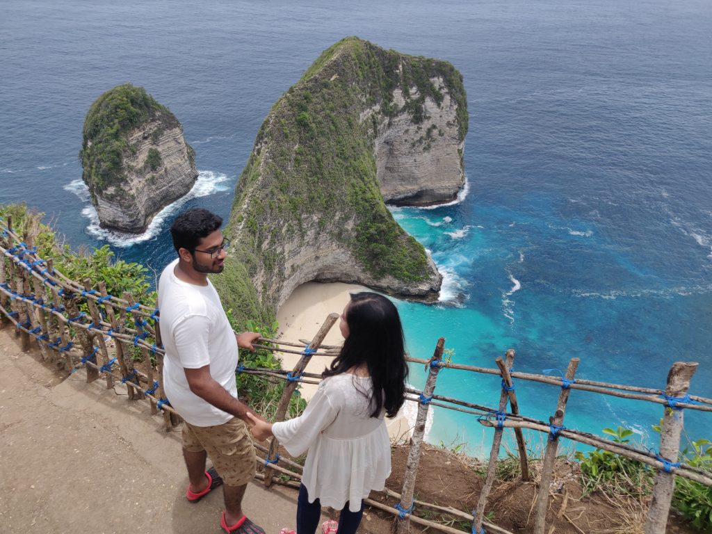 A couple posing near the beach in Bali
