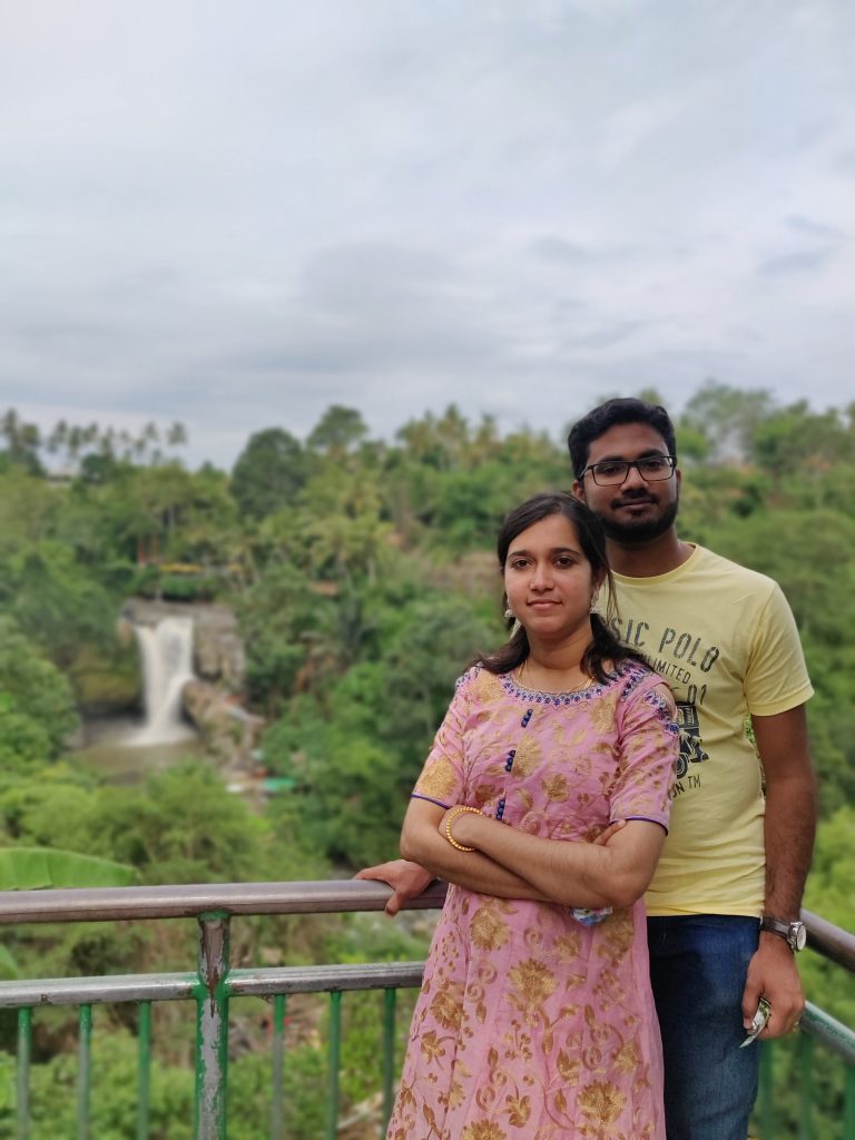 A couple posing on their first international trip to Bali