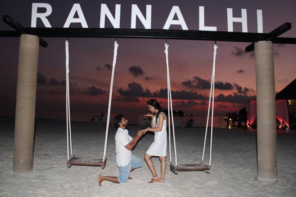 A couple spending honeymoon in Maldives