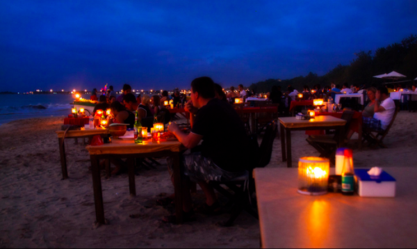Sunset dinner at Jimbaran Bay