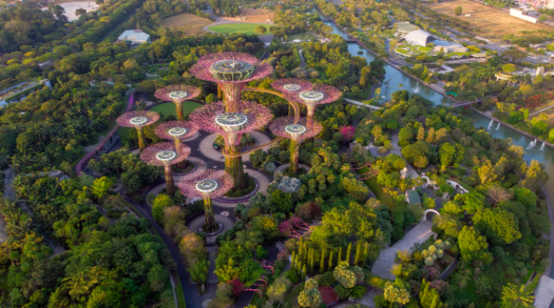 Gardens by the bay, aerial view.