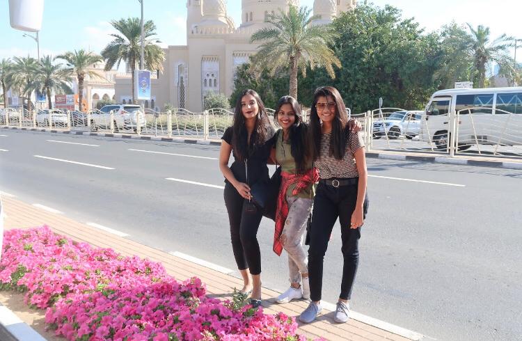 Shanthoshri and her buddies on a bright day