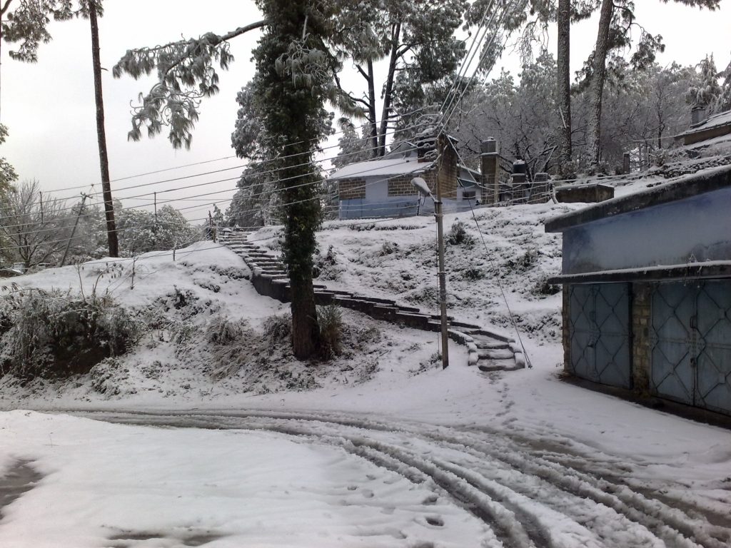 Ranikhet after a mild snowfall in winters