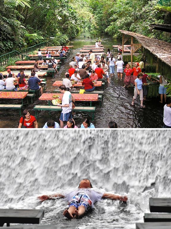 Waterfall restaurant in the Philippines