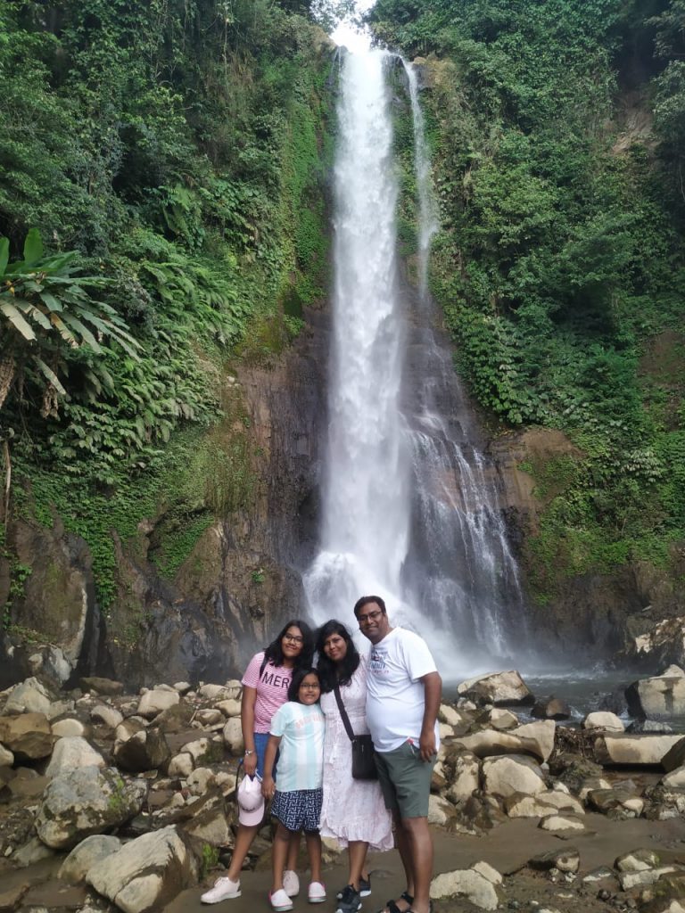 At the waterfalls with family