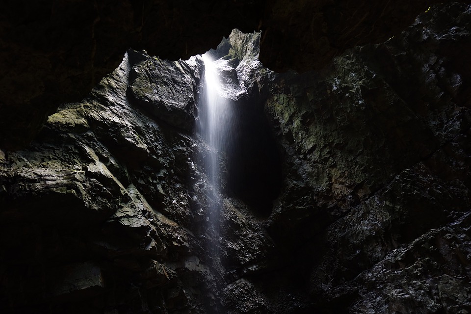 Waterfalls in a cave
