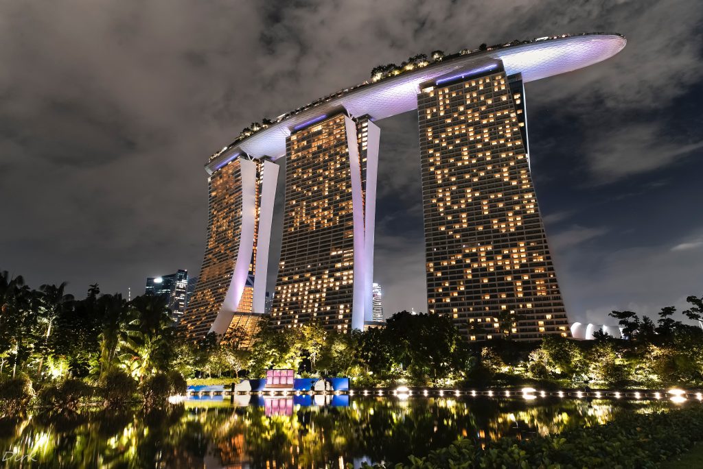 Marina Bay sands hotel, one of the best hotels in Singapore, at night time