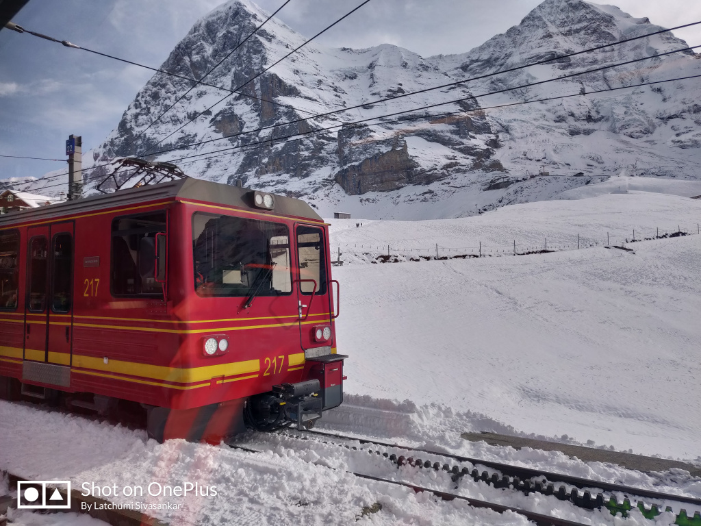 A picture of beautiful train journey in Switzerland on their honeymoon trip to Europe