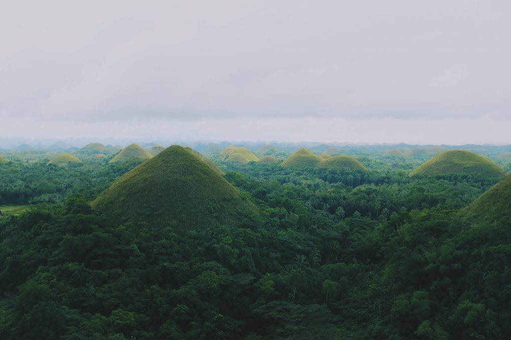 An aesthetic view of Chocolate Hills in the Phillipines