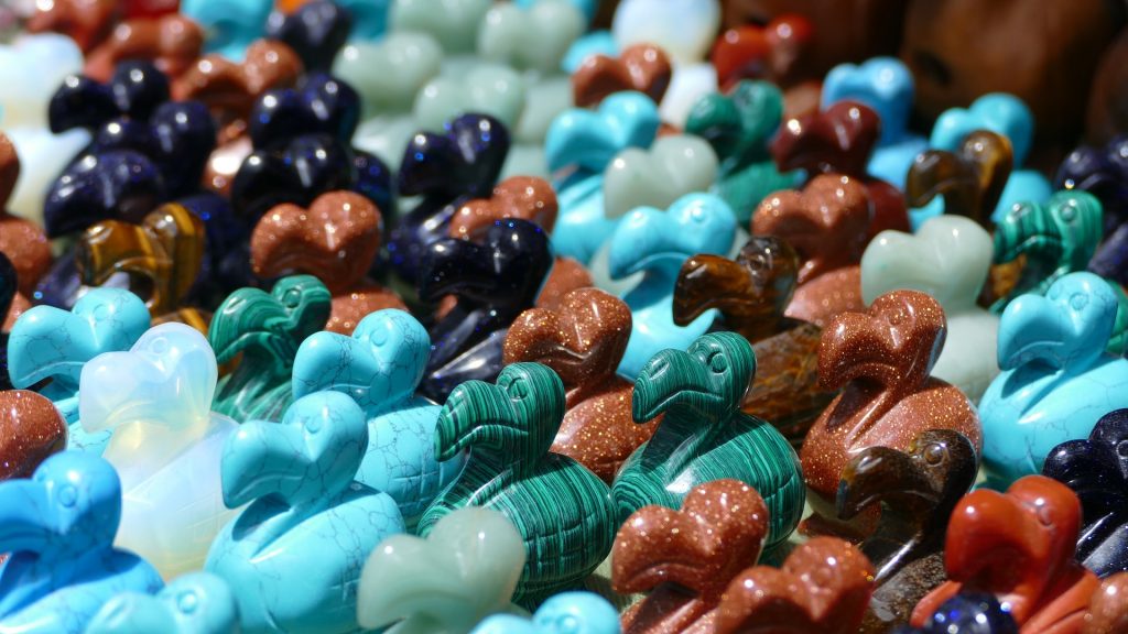 A pictures of souvenirs of Dodo birds in the market of Port Louis in Mauritius