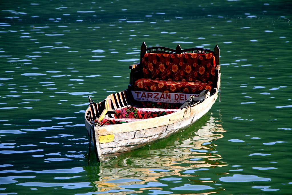 A view of boat in Nainital lake, India