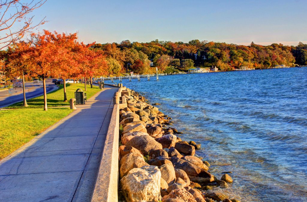 The walking trail of shore path