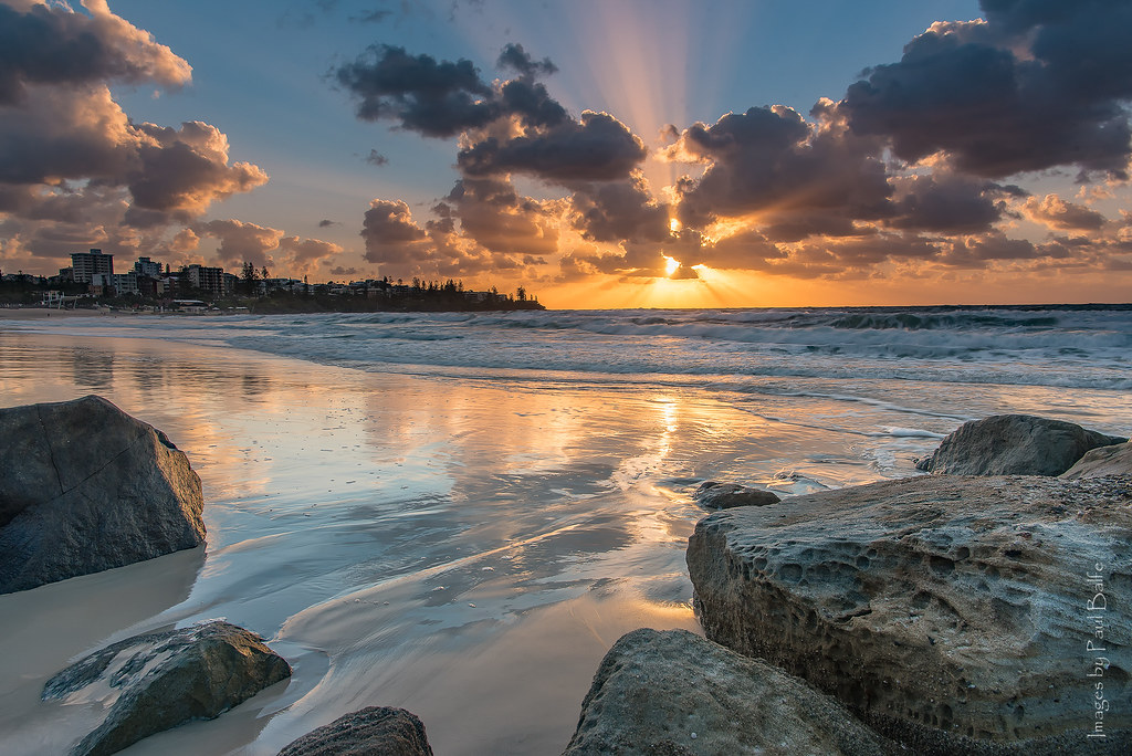 Sun rising over the Caloundra beach