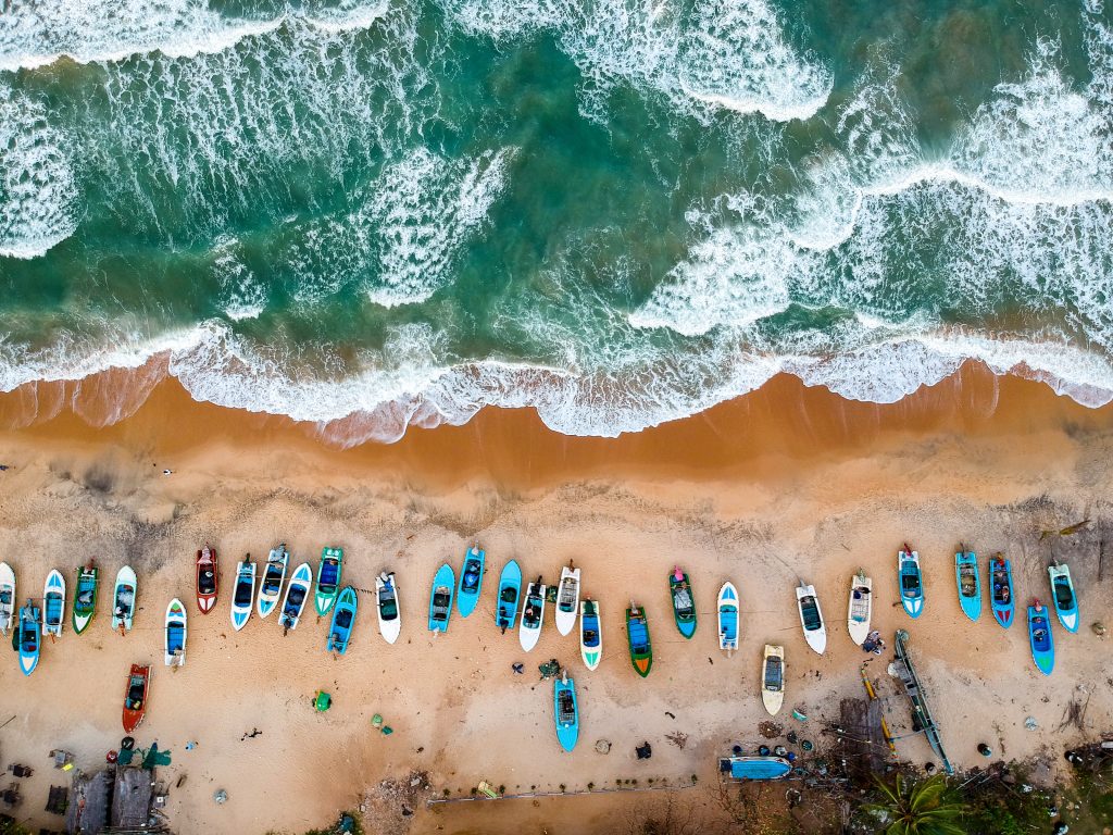 A huge number of boats on the sea shore