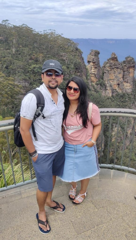 Enjoying the Blue Mountains tour on our Honeymoon to Australia