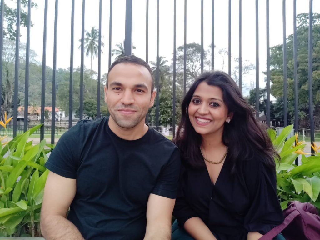 With my husband at the park in Sri Lanka
