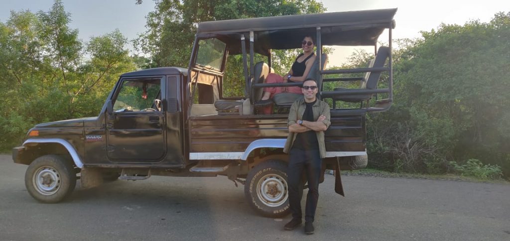 During the Jeep ride in Sri Lanka with husband