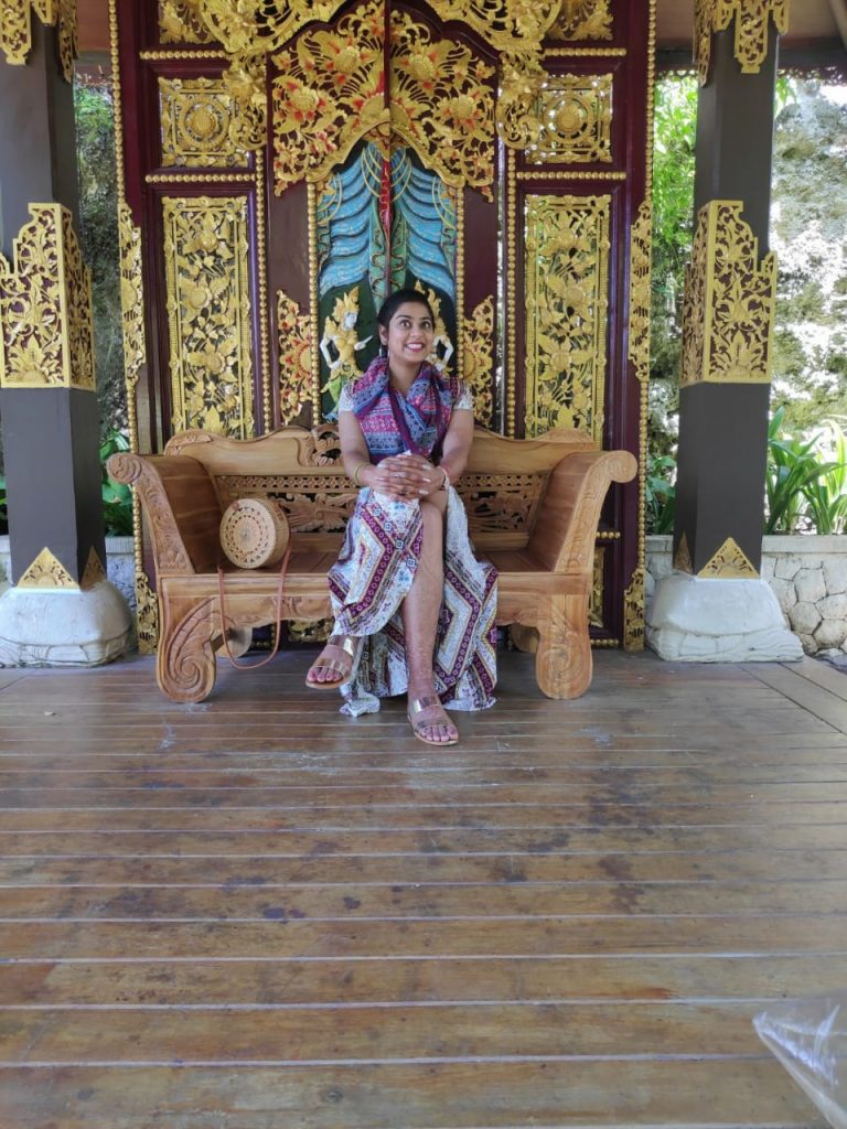 A girl sitting in one of the temples in Bali