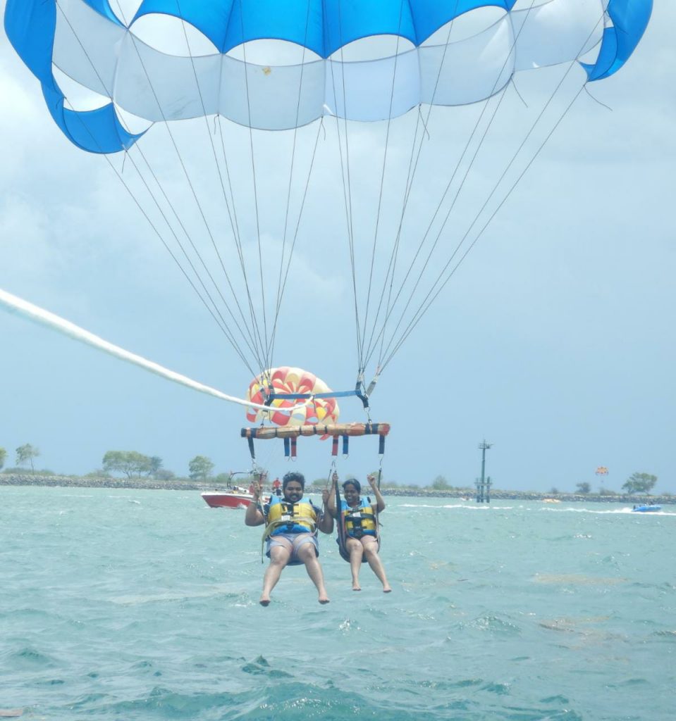 The thrilling parasailing activity