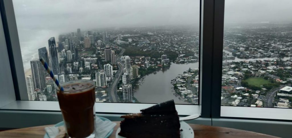 An amazing view of the city taken from a restaurant on the top