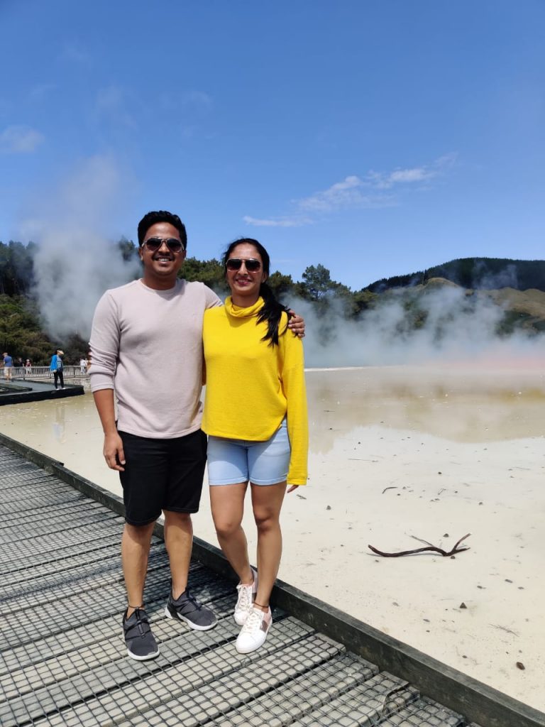 In the thermal wonderland during our honeymoon trip to New Zealand