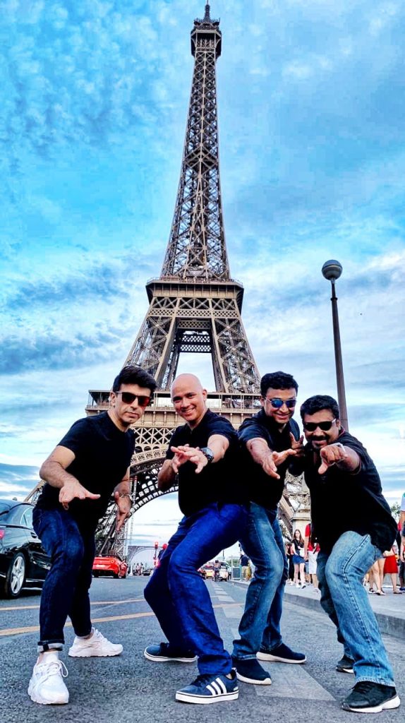 A picture of four boys in Paris in Europe
