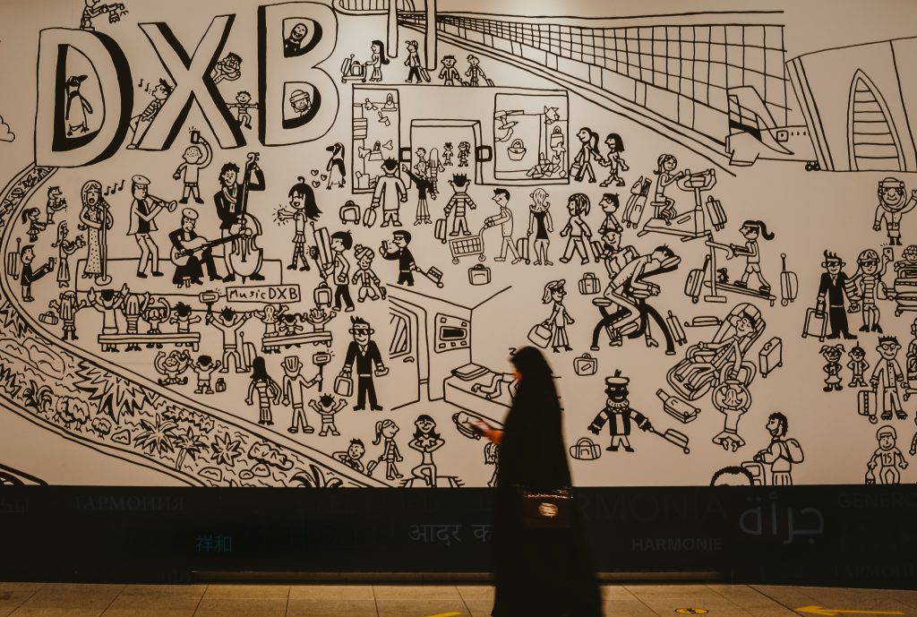 Wall art in Dubai International Airport