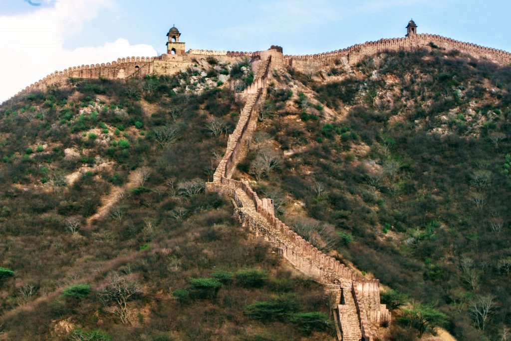 The wall of Amer, Jaipur, Rajasthan.