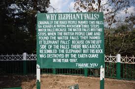 A picture that explains the reason behind the name of Elephant Falls in Shillong