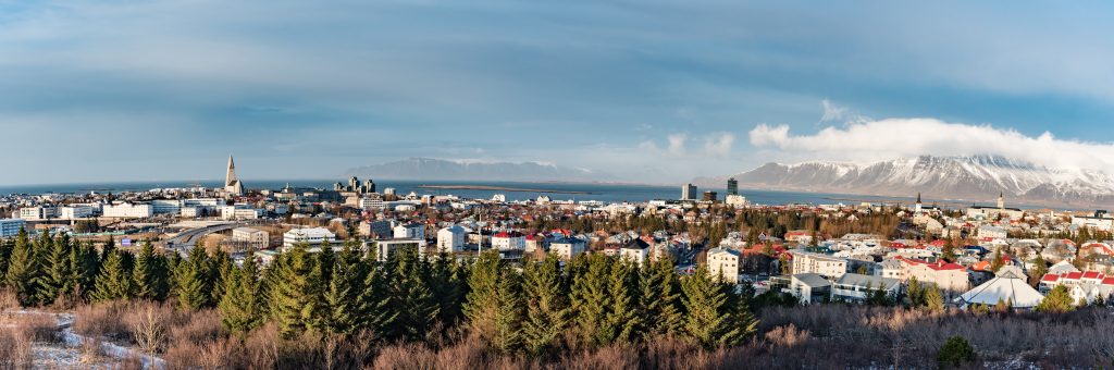 Panoramic view of Reykjavik in Iceland