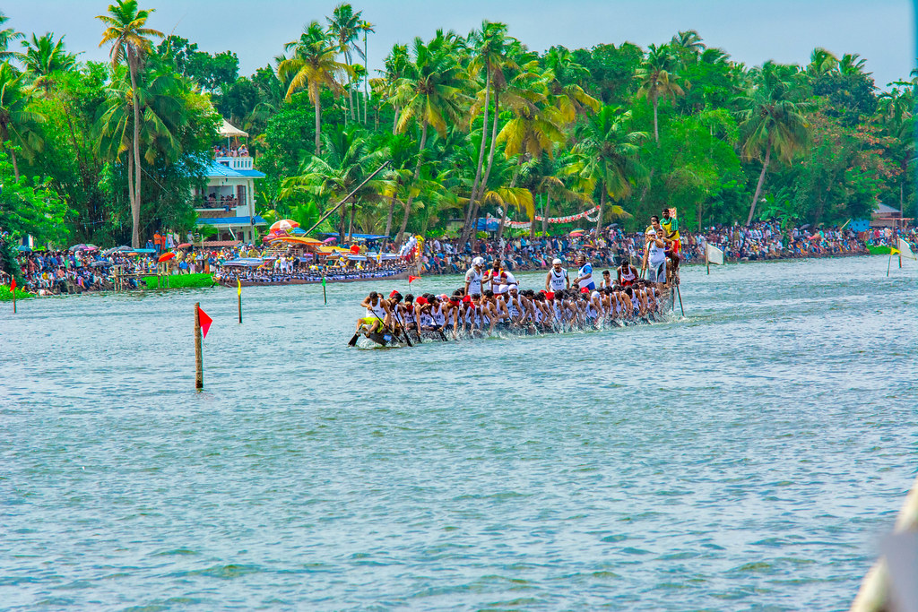 People enjoying the snake boat race