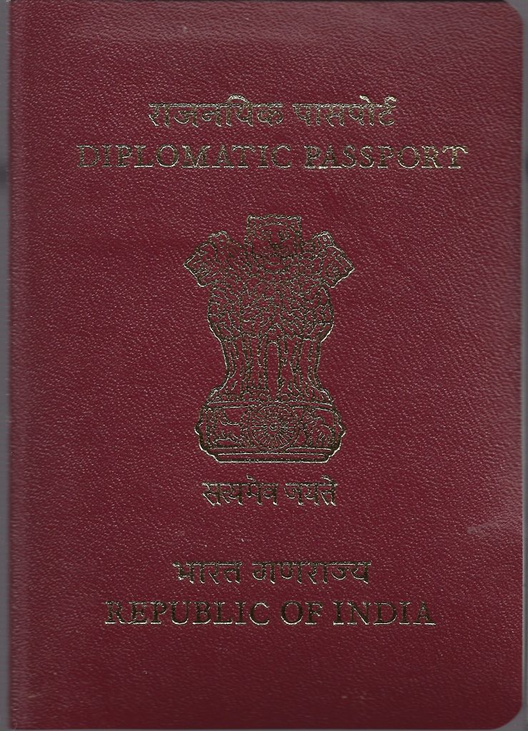 A picture of Diplomatic Indian passport