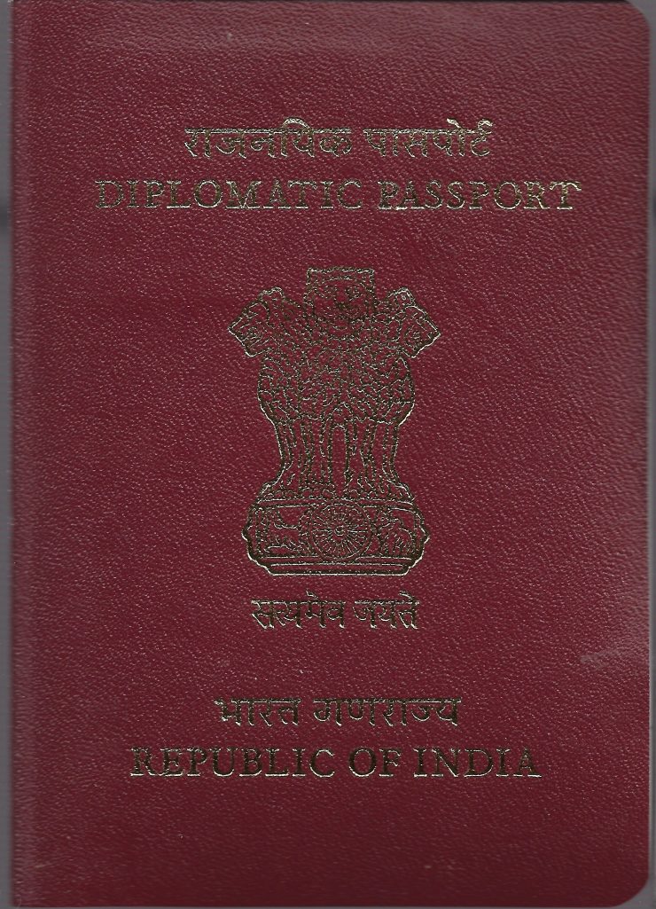 Une photo du passeport indien diplomatique