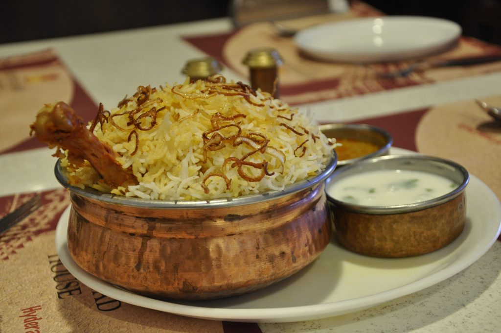 Chicken Biriyani in a restaurant