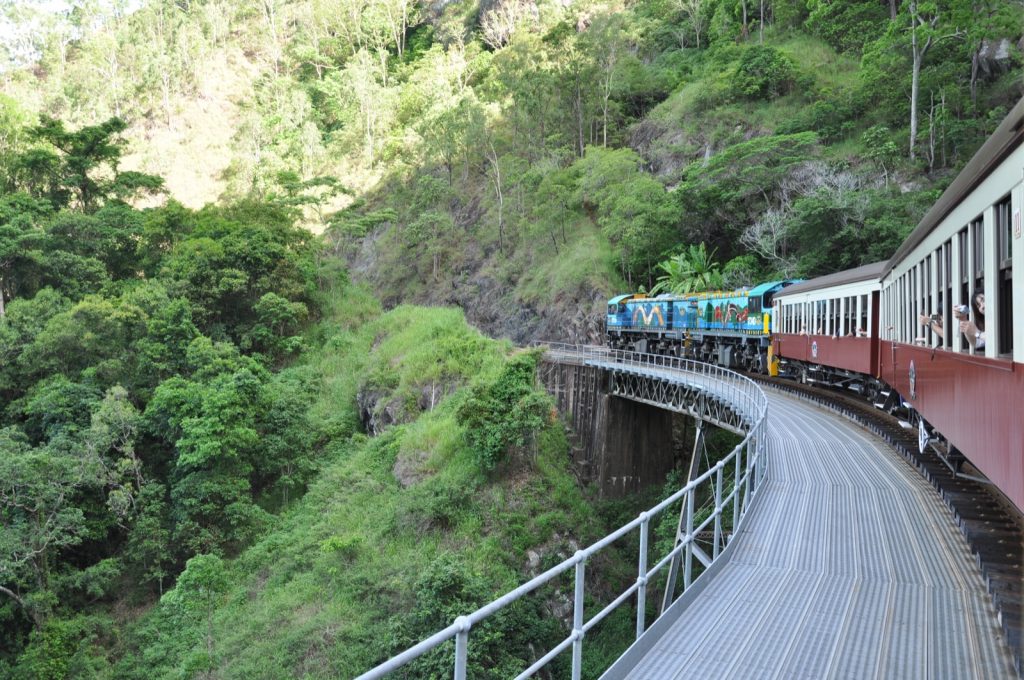 a train crossing over a bridge