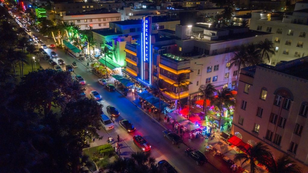 Miami building in the night